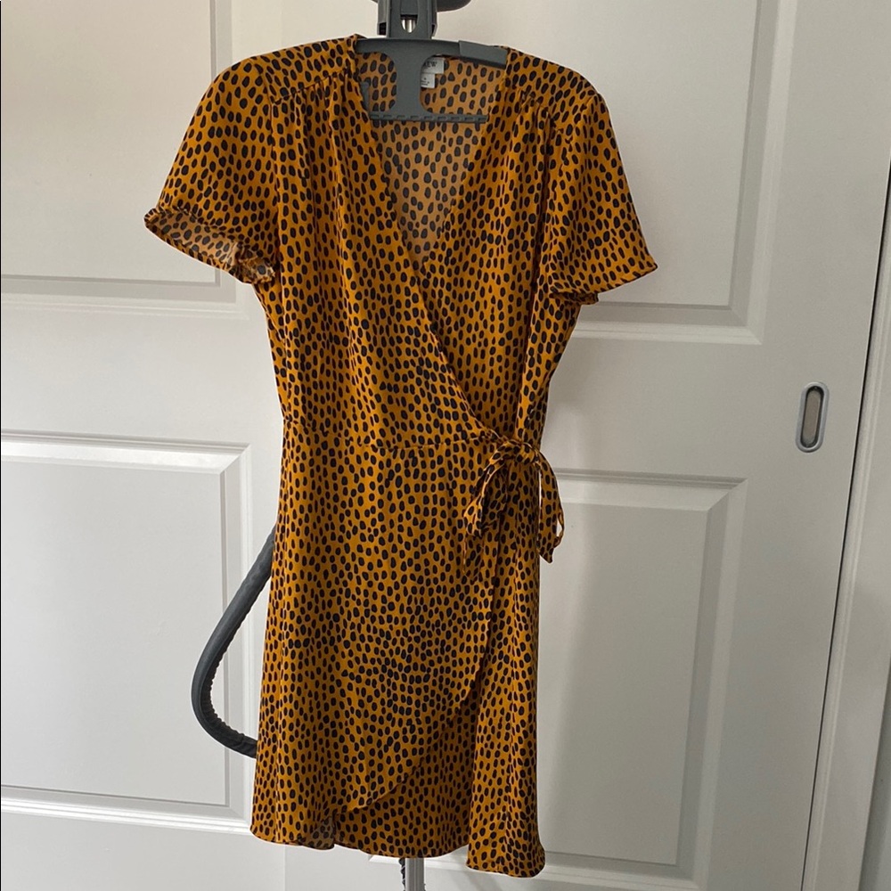 J. Crew Brown and Black Mini Wrap Dress